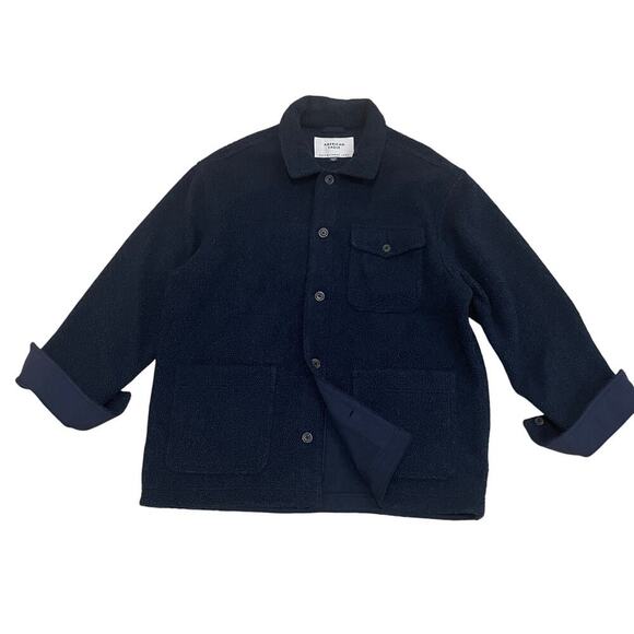 American Eagle XL Navy Bouclé Teddy Fleece Chorecoat | Blue Shacket Sold Out NEW - Picture 2 of 10